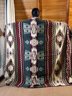 Handwoven Queen Alpaca Blanket | Native American Western Southwestern Home Decor